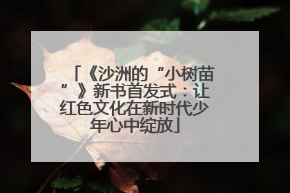 《沙洲的“小树苗”》新书首发式：让红色文化在新时代少年心中绽放