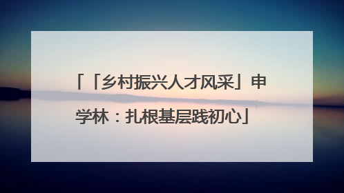 「乡村振兴人才风采」申学林：扎根基层践初心