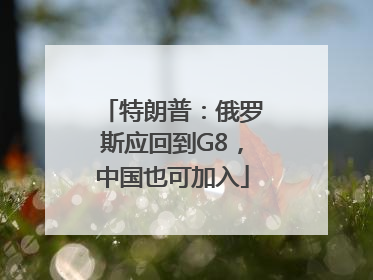 特朗普：俄罗斯应回到G8，中国也可加入