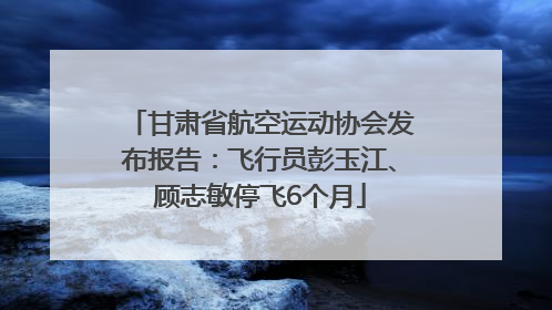 甘肃省航空运动协会发布报告：飞行员彭玉江、顾志敏停飞6个月