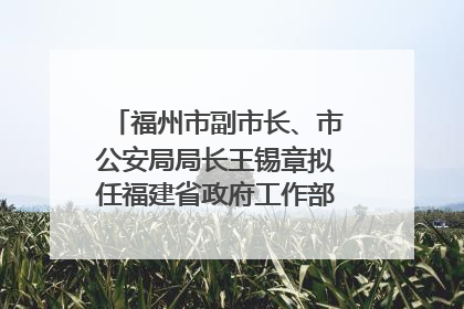 福州市副市长、市公安局局长王锡章拟任福建省政府工作部门正厅长级职务