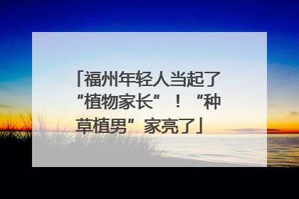 福州年轻人当起了“植物家长”！“种草植男”家亮了