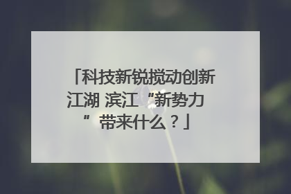 科技新锐搅动创新江湖 滨江“新势力”带来什么？