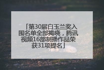 第30届白玉兰奖入围名单全部揭晓，腾讯视频16部制播作品荣获31项提名