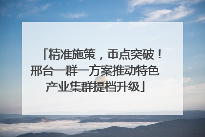 精准施策，重点突破！邢台一群一方案推动特色产业集群提档升级