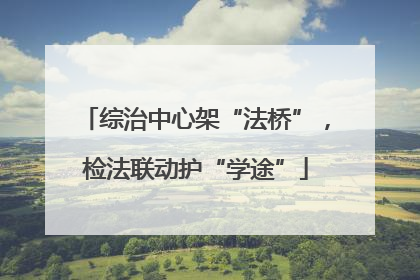 综治中心架“法桥”，检法联动护“学途”