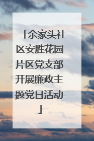 余家头社区安胜花园片区党支部开展廉政主题党日活动