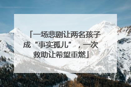 一场悲剧让两名孩子成“事实孤儿”，一次救助让希望重燃