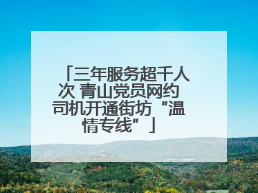 三年服务超千人次 青山党员网约司机开通街坊“温情专线”