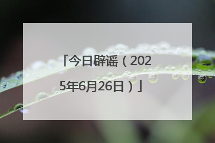 今日辟谣（2025年6月26日）