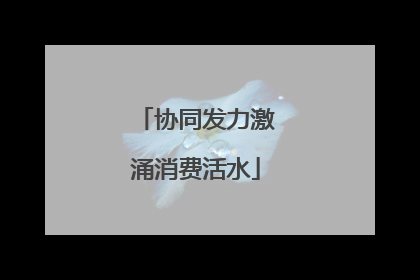 协同发力激涌消费活水