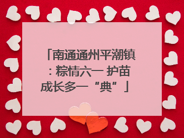 南通通州平潮镇：粽情六一 护苗成长多一“典”