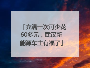 充满一次可少花60多元，武汉新能源车主有福了