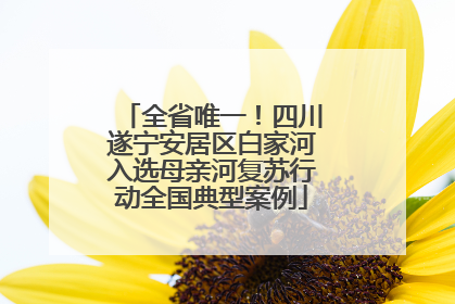 全省唯一！四川遂宁安居区白家河入选母亲河复苏行动全国典型案例