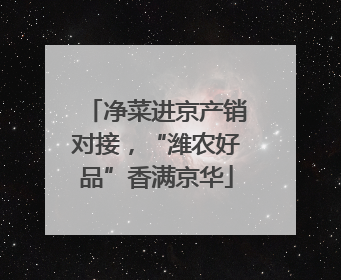 净菜进京产销对接，“潍农好品”香满京华
