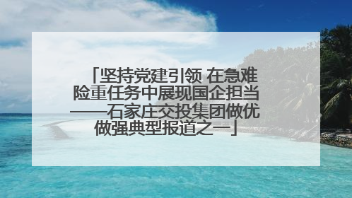 坚持党建引领 在急难险重任务中展现国企担当——石家庄交投集团做优做强典型报道之一