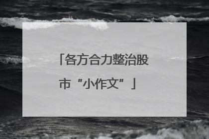 各方合力整治股市“小作文”