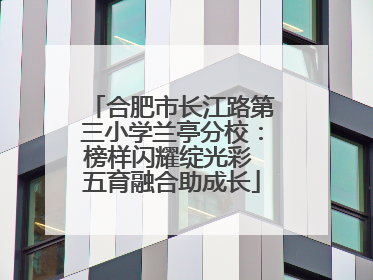 合肥市长江路第三小学兰亭分校：榜样闪耀绽光彩 五育融合助成长