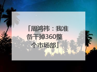 周鸿祎：我准备干掉360整个市场部