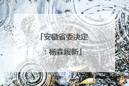 安徽省委决定：杨森履新