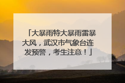 大暴雨特大暴雨雷暴大风，武汉市气象台连发预警，考生注意！