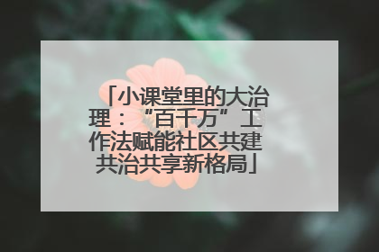 小课堂里的大治理：“百千万”工作法赋能社区共建共治共享新格局