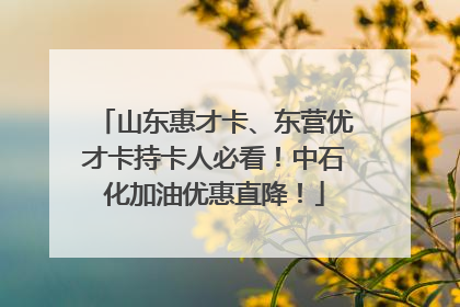山东惠才卡、东营优才卡持卡人必看！中石化加油优惠直降！
