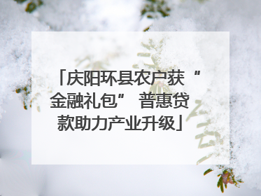 庆阳环县农户获“金融礼包” 普惠贷款助力产业升级