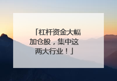 杠杆资金大幅加仓股，集中这两大行业！