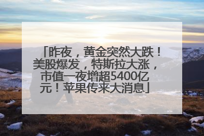 昨夜，黄金突然大跌！美股爆发，特斯拉大涨，市值一夜增超5400亿元！苹果传来大消息
