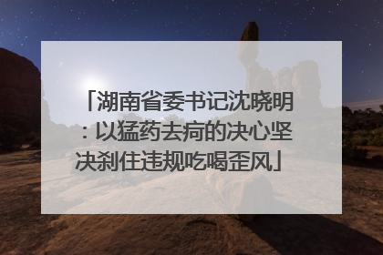 湖南省委书记沈晓明：以猛药去疴的决心坚决刹住违规吃喝歪风