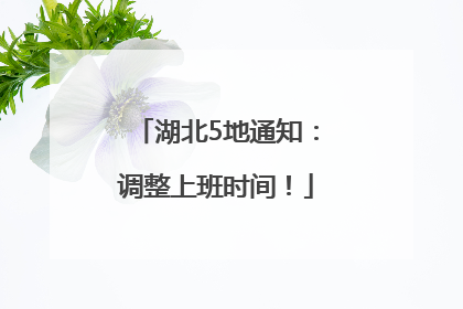 湖北5地通知：调整上班时间！