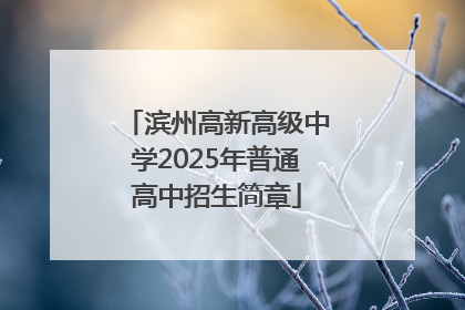 滨州高新高级中学2025年普通高中招生简章