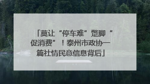 莫让“停车难”蹩脚“促消费”！泰州市政协一篇社情民意信息背后