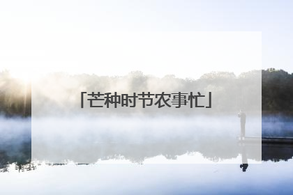 芒种时节农事忙