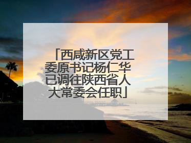 西咸新区党工委原书记杨仁华已调往陕西省人大常委会任职