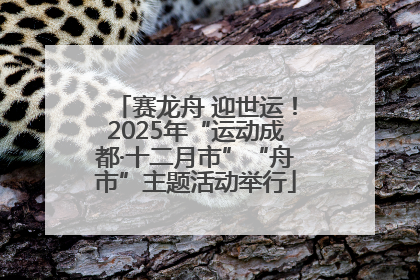 赛龙舟 迎世运！2025年“运动成都·十二月市”“舟市”主题活动举行