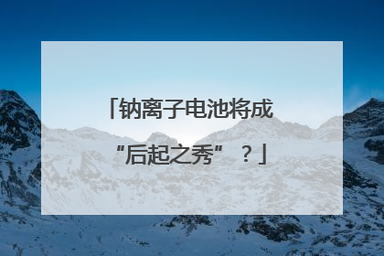 钠离子电池将成“后起之秀”？