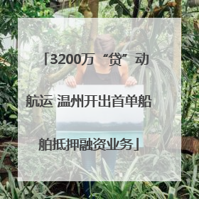 3200万“贷”动航运 温州开出首单船舶抵押融资业务