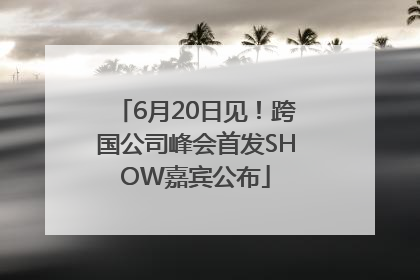 6月20日见！跨国公司峰会首发SHOW嘉宾公布